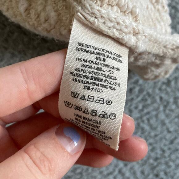 Free People Sweater Small Oversized Turtleneck Pullover Chunky Cream Beach Boho - Picture 11 of 16